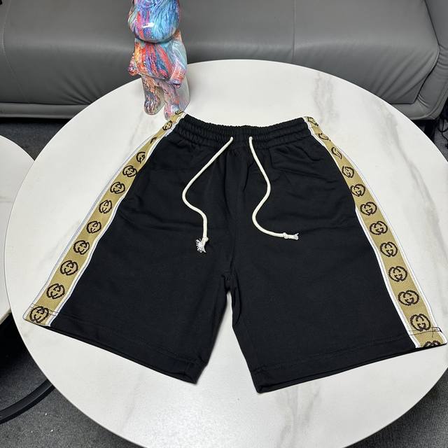 Gucc reflective shorts, fabric is custom-dyed 450G cotton fish scale terry, coll