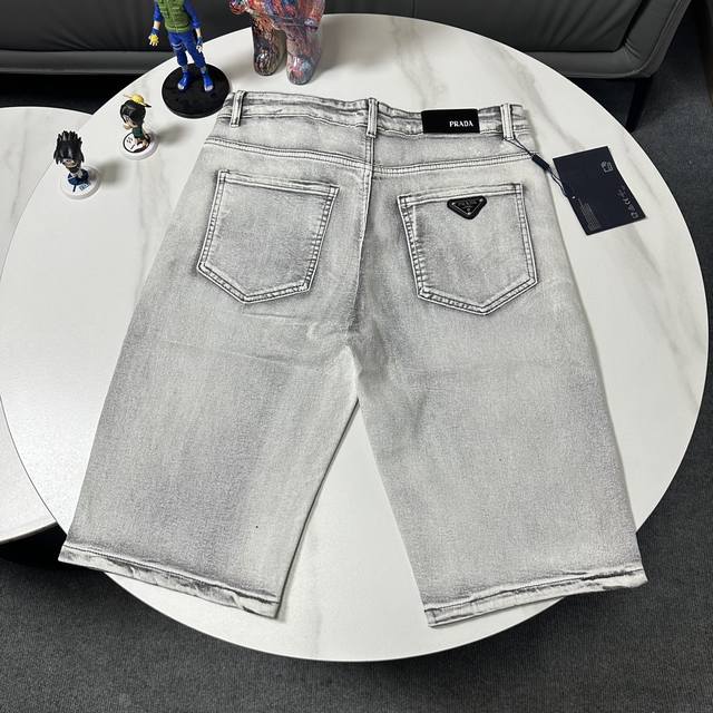Prada Prada rivet denim shorts slim fit fabric with stretch heavy wash color sup