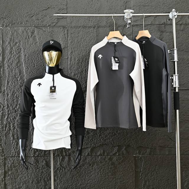 Descente's new 2025 Spring half-zip, stand-up collar, casual commuter base layer