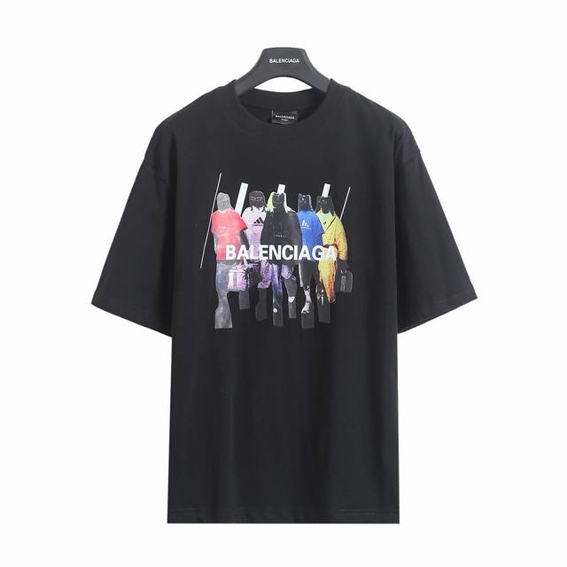 Balenciaga Blcg 25Ss colorful group portrait print short-sleeved T-shirt A must-