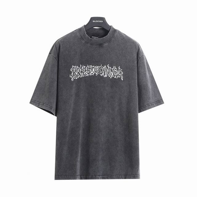 Balenciaga Blcg 25Ss hollow flame totem fried snowflake distressed short-sleeved