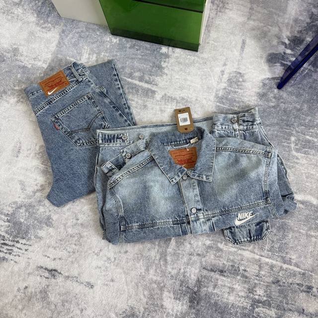 Clothes, pants 260, Levi's X Nike joint button double pocket logo print loose ca