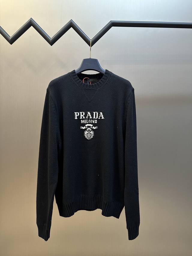 Prada Jacquard Crewneck Sweater is made of custom-woven 55