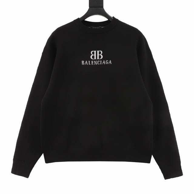 Balenciaga Blcg Bb jacquard knit long-sleeved crewneck sweater DDD. Made of a sh