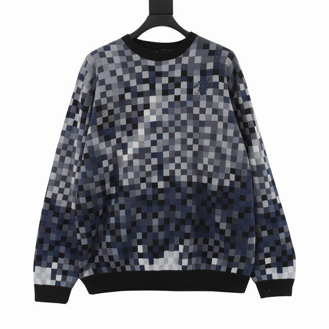 Louis Vuitton Lv Gradient Mosaic Ribbed Jacquard Knit Crewneck Sweater Authentic