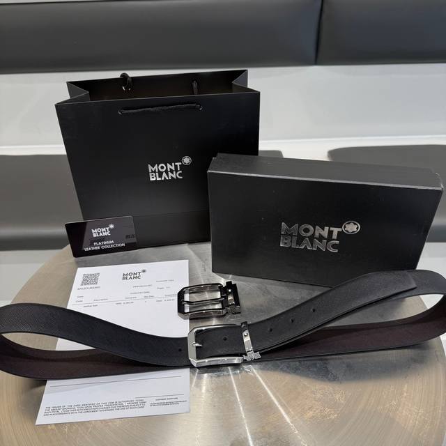 Montblanc 25th anniversary men's M double-buckle business casual belt gift set,
