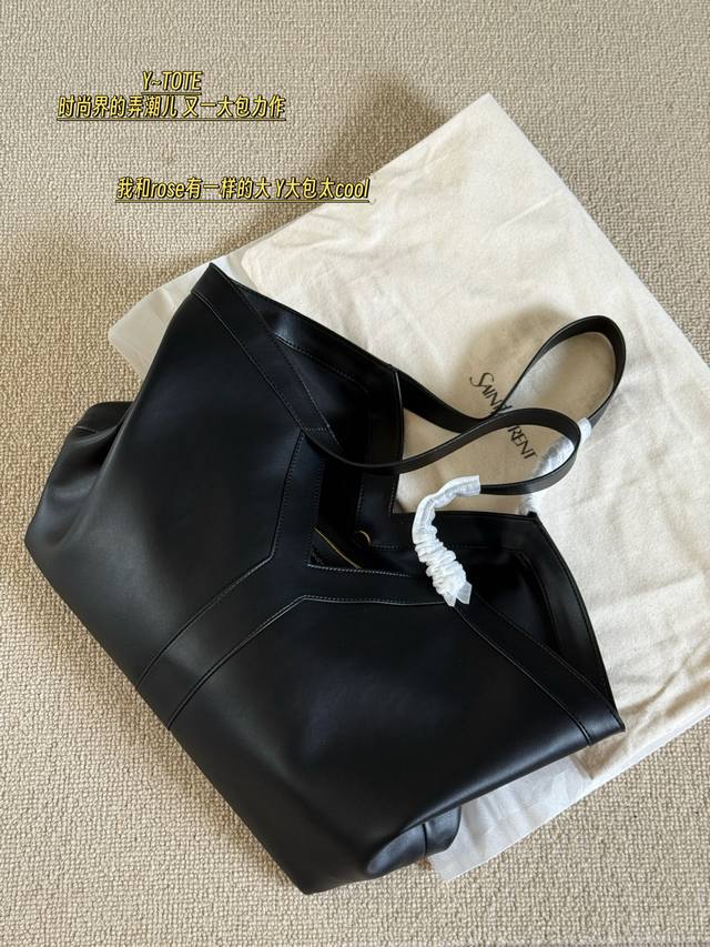 No box Size: 37*32Cm Ysl black leather tote bag