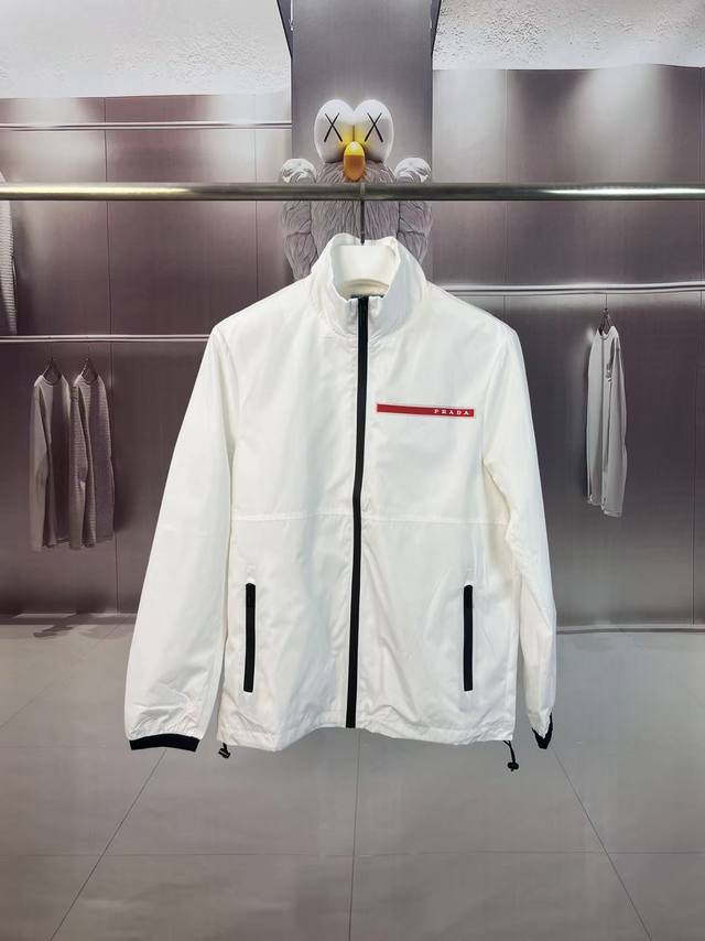 Prada 2025 Fall/Winter new style stand-up collar windbreaker jacket, thin outerw