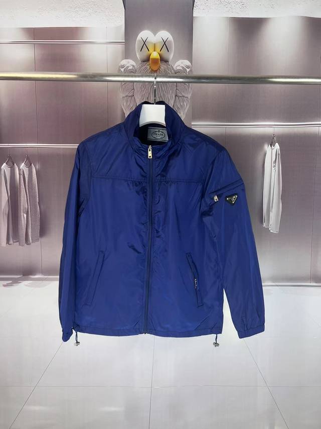 Prada 2025 Fall/Winter new style stand-up collar trench coat jacket with sleeve