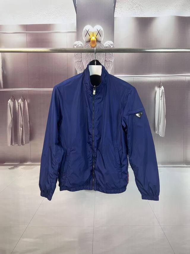 Prada 2025 Fall/Winter new style stand-up collar trench coat jacket with zippere