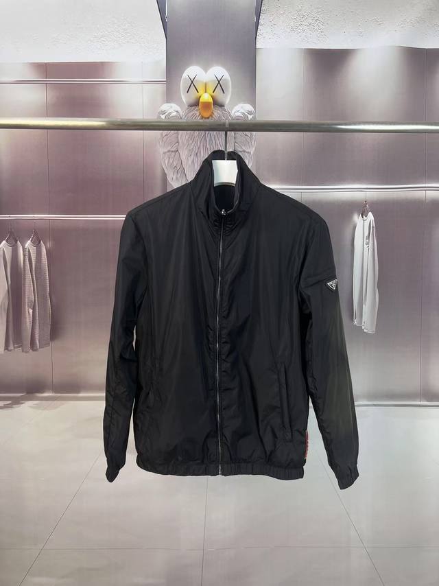 Prada 2025 Fall/Winter new style stand-up collar trench coat jacket with zippere