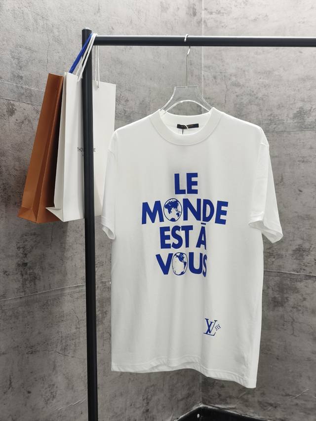 Lv* Donkey's new spring and summer letter print T-shirt customized 280g 32s cott