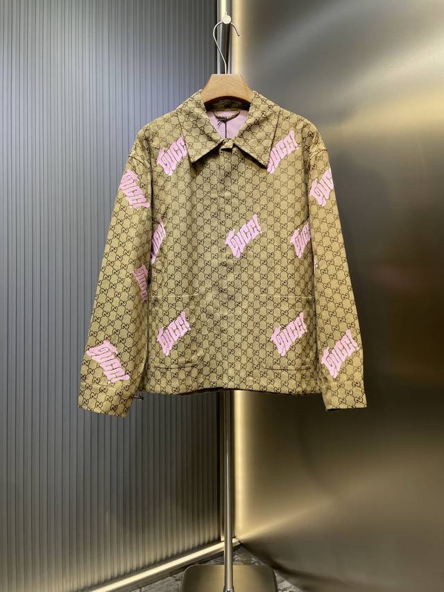 Gucci 2025Ss early autumn new all-over jacquard cotton casual jacket, featuring
