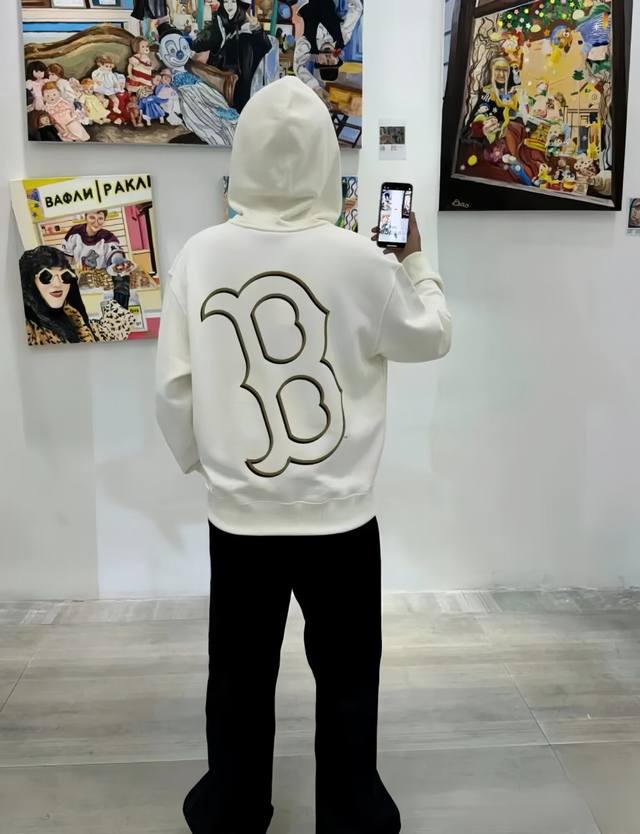 Shangxinkong 115Mlb Ny Yankees monogram print hooded sweatshirt with fleece, uni