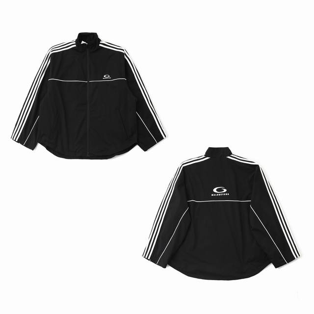 Balenciaga 25Fw Tracksuit five-bar circular embroidered sports jacket suit with