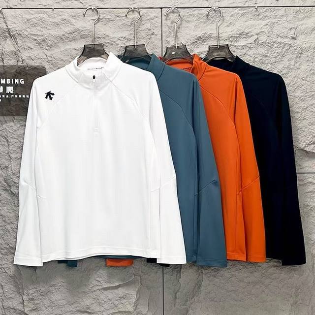 Descente Men's Moisture-Wicking Long-Sleeved T-Shirt for Spring and Summer Style