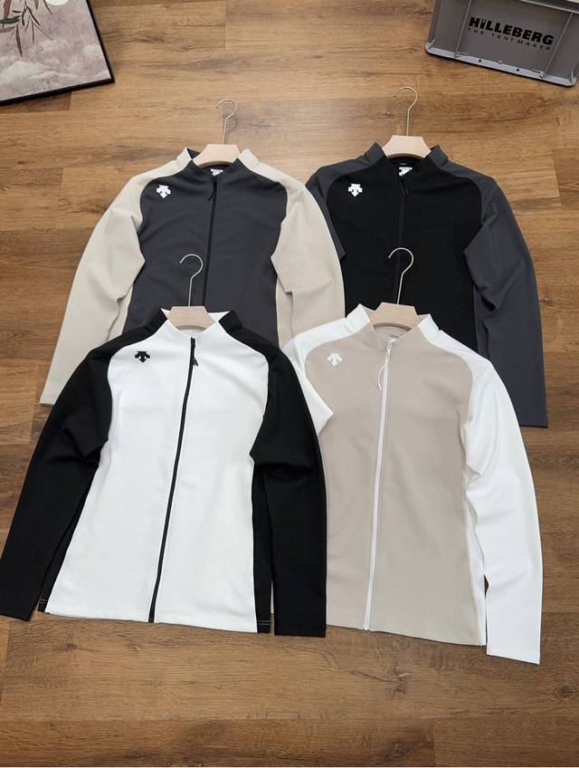 Descente's new 2025 Spring colorblock, stand-up collar, casual commuter long-sle