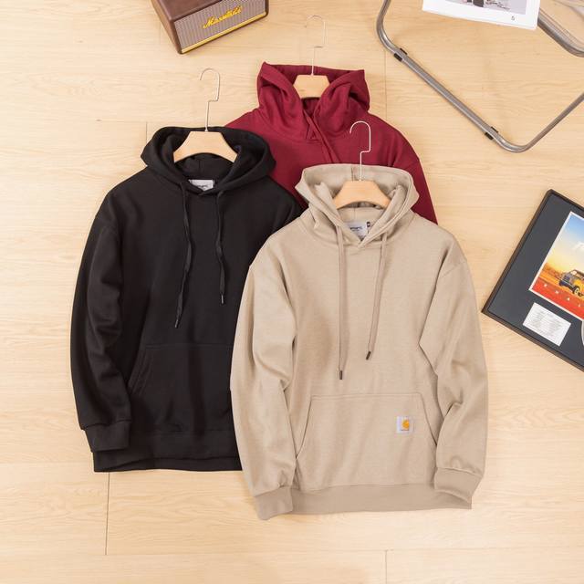 New arrival: Carhartt collaboration solid color label hooded raglan sweatshirt,