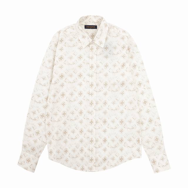 Louisvuitton Louis Vuitton gold all-over print shirt Size: S-Xl DDD