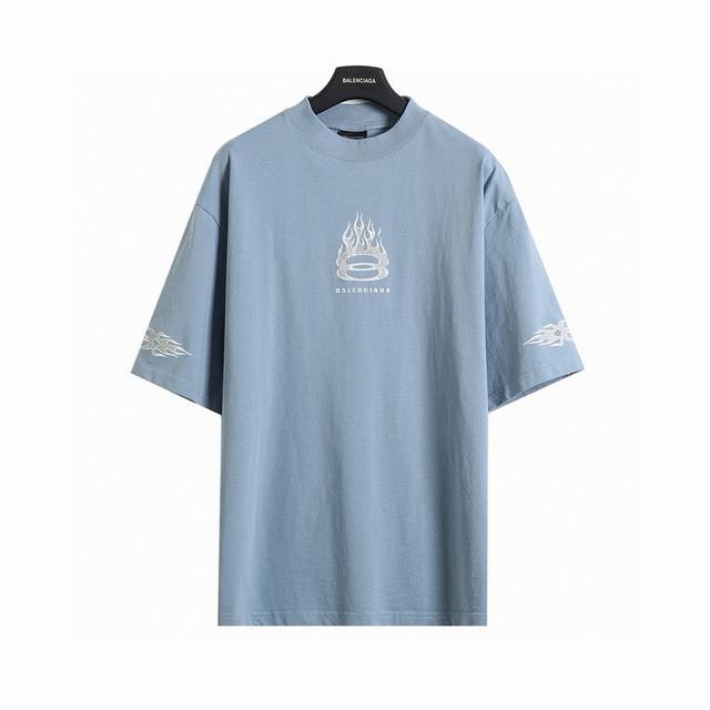 Balenciaga Blcg 25Ss double-ring flame washed ripped short-sleeved T-shirt A mus