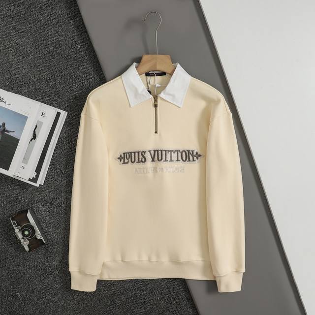 Top replica version Louis Vuitton Lv half-zip lapel round neck sweatshirt A must