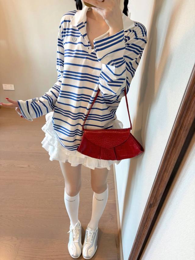 Lululemon Lululemon's fall collection is a blast! This blue and white striped po
