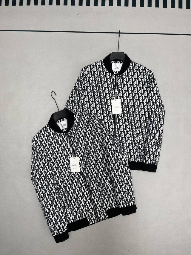 Dior limited edition all-over printed baseball collar casual couple's jacket. of