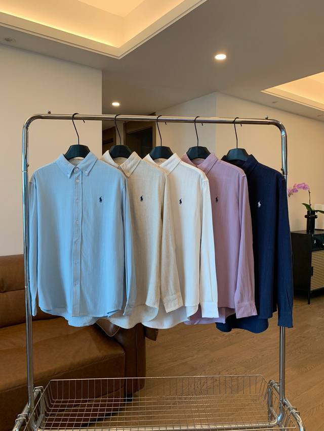 Ralph Lauren high-end collection, coarse-count Rain Dew Linen long-sleeved shirt