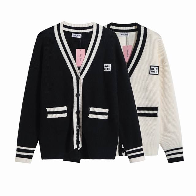 Miumiu knitted cardigan! The same style as celebrities! A high-quality couple's