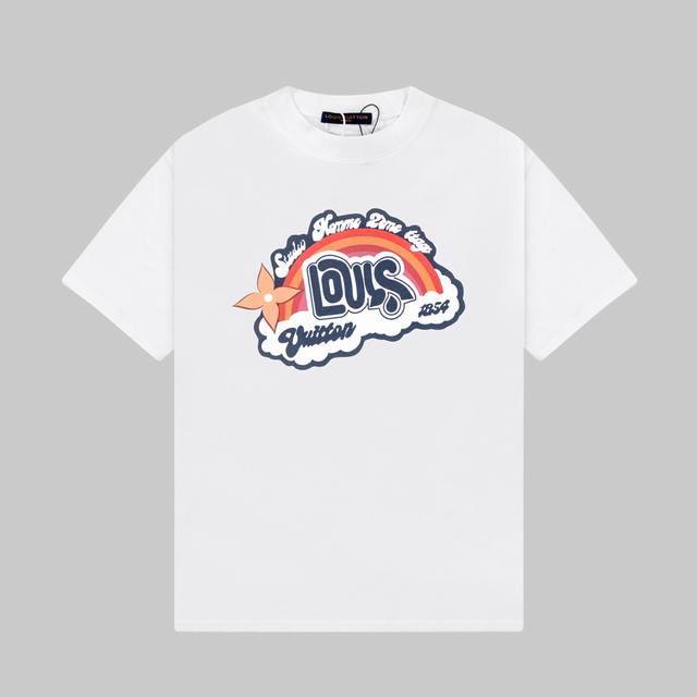 Lv Louis Vuitton's new colorful short-sleeved T-shirt with retro rainbow print F