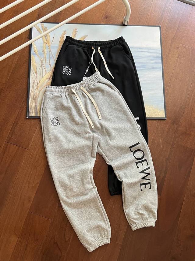 For control Loewe classic logo casual knitted sports trousers with cuffs! couple