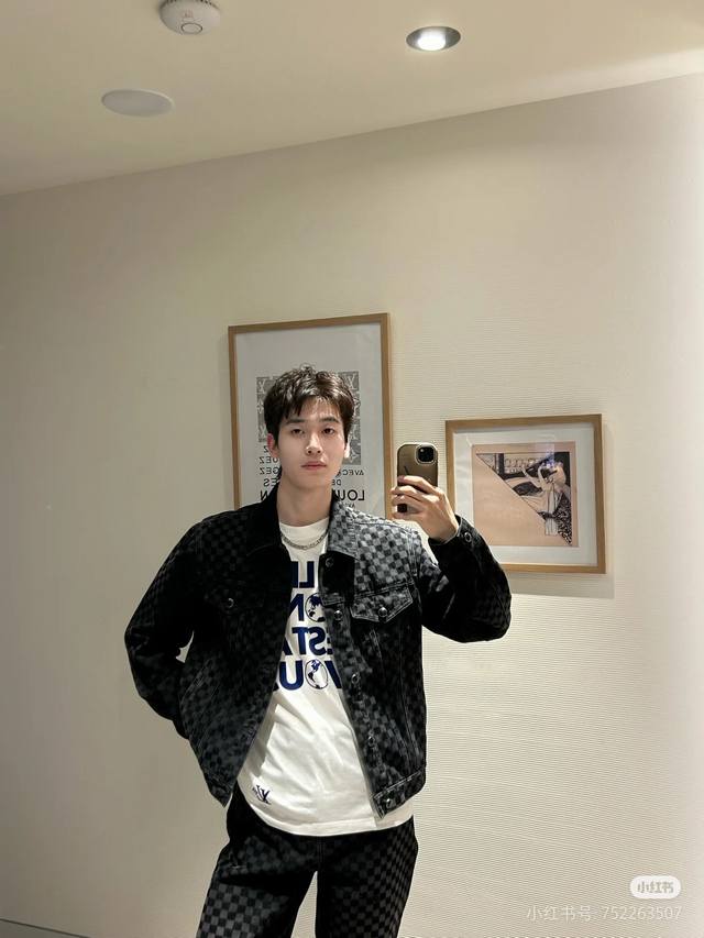 Model image! offers this Louis Vuitton Lv2025 new checkerboard check flocked de