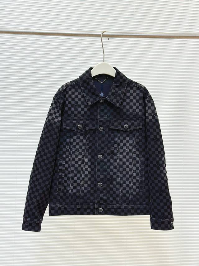For Louis Vuitton Lv2025 new checkerboard check flocked denim jacket. Originall