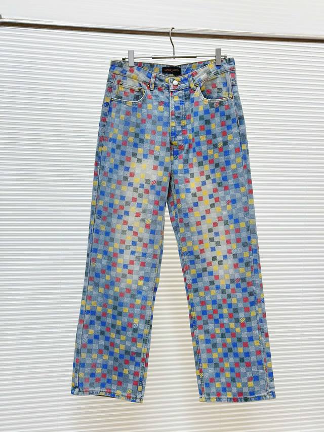 Offers Louis Vuitton Lv 2025 new colorful checkerboard jeans. Originally purcha