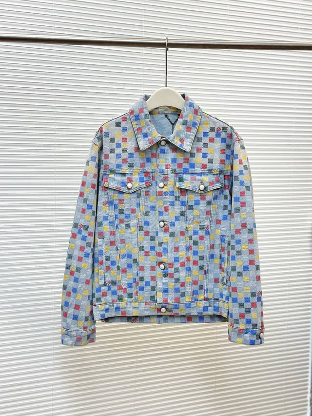 Offers a Louis Vuitton Lv 25Ss checkerboard denim jacket. Originally purchased