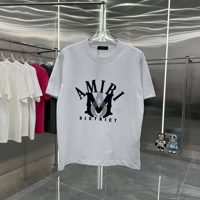 Amlri 2025 Spring and Autumn new 320g round neck short sleeve three-dimensional