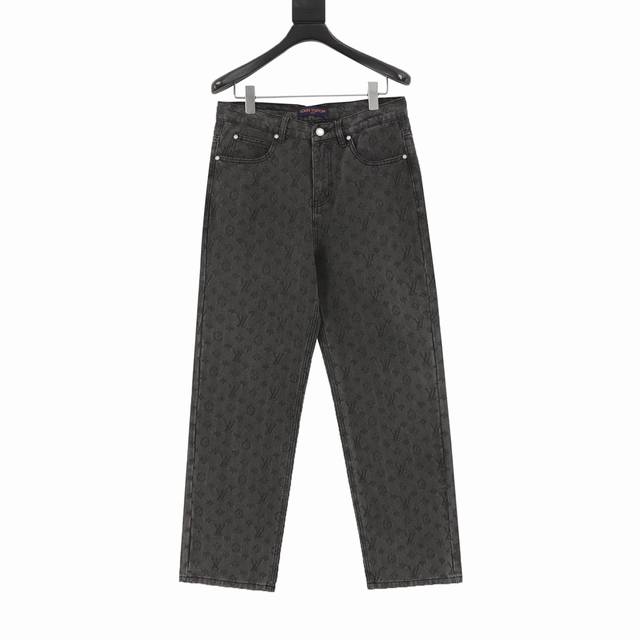 Louis Vuitton 1V 25Fw all-over Monogram grey jacquard denim trousers A must-have