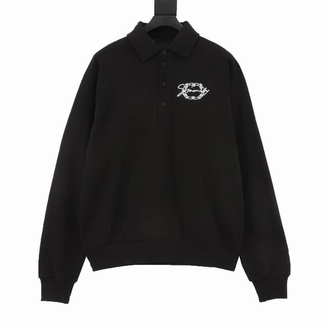 Givenchy Gvc Cursive Embroidered Flower Crown Polo Neck Sweatshirt Custom woven
