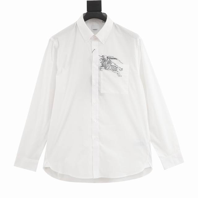 Burberry Pocket Warhorse Embroidered Long-Sleeved Shirt Original pattern, made f