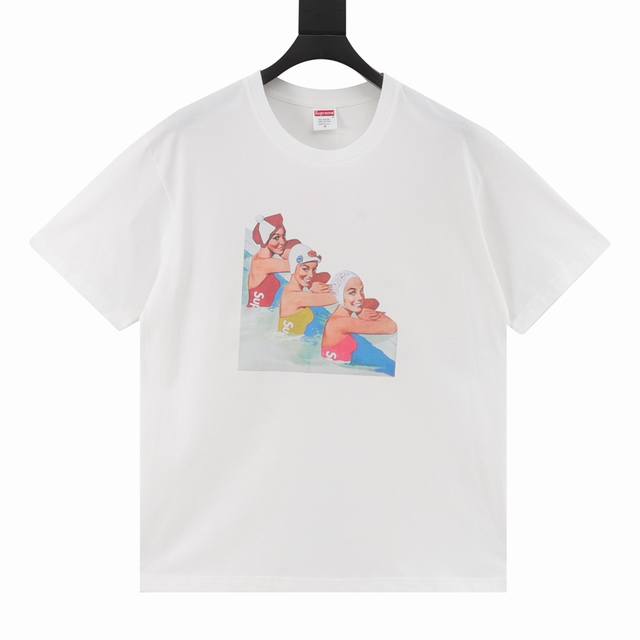 Supreme Ss18 Swimmers Tee Black Swimming Girl Pattern Print Round Neck Short Sle
