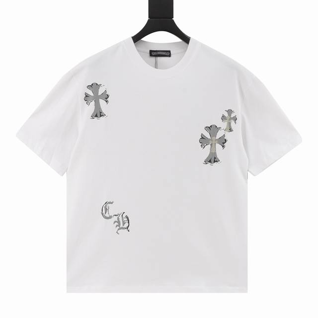 Chrome Hearts 25Ss cross print short-sleeve The fabric is made of 280g combed co