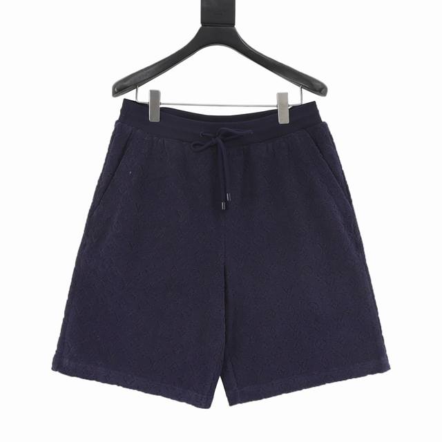 Louis Vuitton Lv navy blue flocked embossed terry shorts set DDD. Customized sof