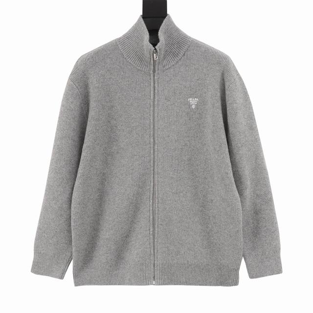 Prada Prd24Fw inverted triangle knitted zippered cardigan jacket DDD. Originally