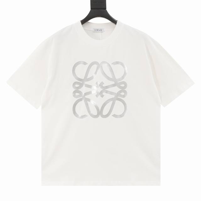 Loewe 25Ss silver-stamped four-leaf clover short-sleeved T-shirt DDD. Made from