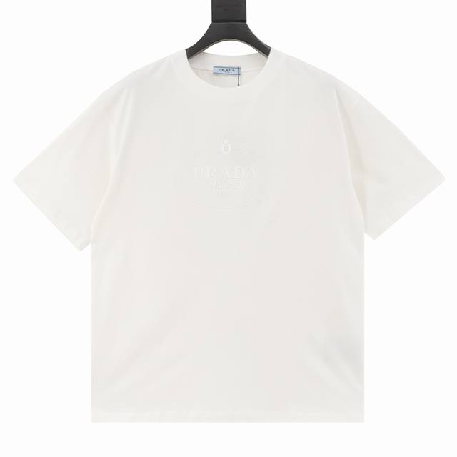 Prada 25Ss Silicone Lettering Short-Sleeved T-shirt Made from custom 240g 26s ul