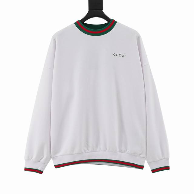 Gucci Gucci Web Logo Crewneck Sweatshirt features contrasting stripes, and red a