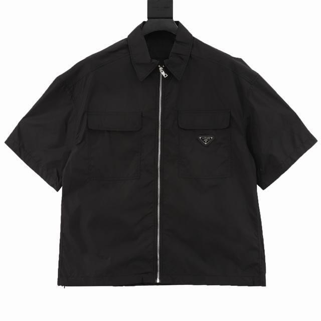 Prada Classic Pocket Triangle Logo Zip Short Sleeve Made from custom-dyed nylon