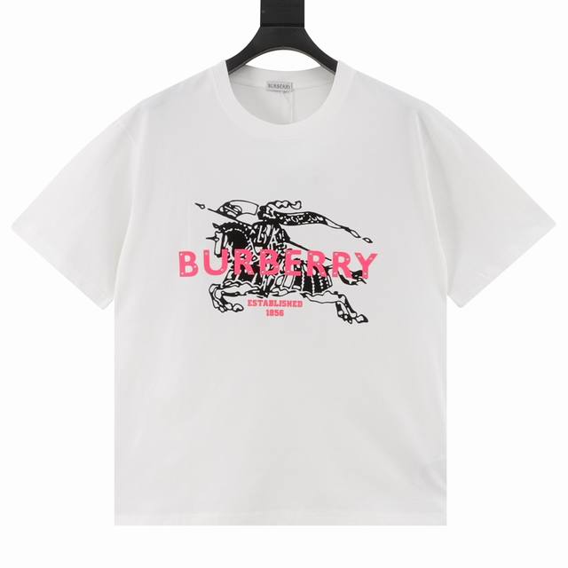 Burberry 25Ss Warhorse Print Lettering Short Sleeve 230g 32s Double Yarn Smooth