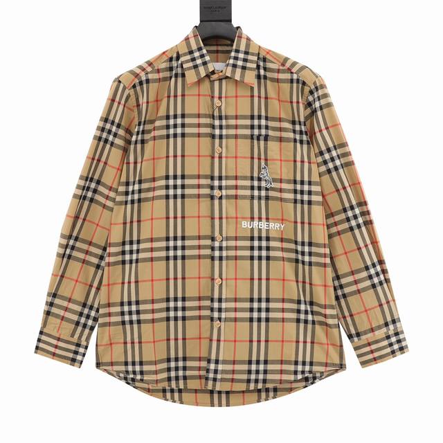 Burberry unicorn embroidered logo long-sleeved shirt DDD. Made from double-stran