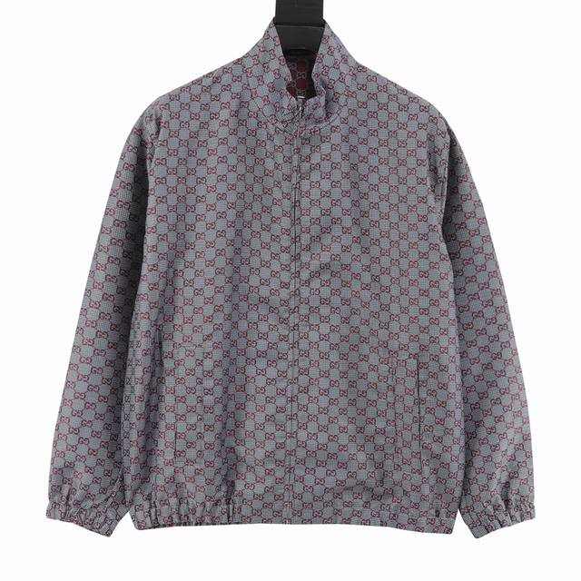 Gucci Gucci all-Gg colorblock stand-collar bomber jacket DDD. Original design pu